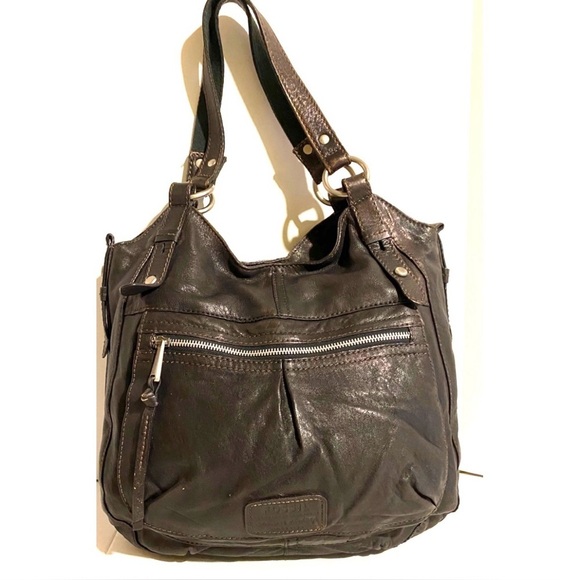 Elegant Black distressed Leather Tote Bag - Picture 1 of 9